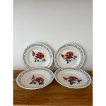 Lot de deux assiettes creuses et deux plates fa�ence digoin sarreguemines janine