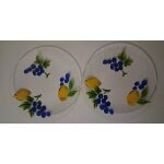 Lot de deux assiettes transparentes d�cor�es de citrons