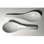 Lot de deux cuillres a soupe asiatique miso chinoise / porcelaine motifs japonais spirales