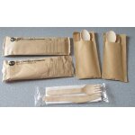 Lot de kits couverts en bambou - cuill�re / fourchette / couteau + serviette - taille 16 / 17cm - non ...