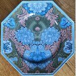 Lot de six assiettes plates octogonales motif ceylan salins - les - bains france