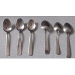 Lot de six petites cuillères (14cm) en inox assorties mais pas tout a fait identiques Lot de six petites cuillères (14cm) en inox assorties mais pas tout a fait identiques