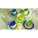 Lot de tasses et soucoupes color�s