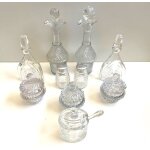 Lot verrerie art de la table service a condiments huile vinaigre moutarde poivre