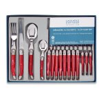 Mnagre 16 pices laguiole acier inoxydable rouge pour 4 personnes