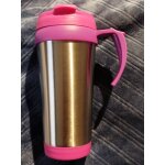 Mug inox, int�rieur plastique rose