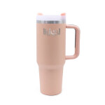 Mug isotherme rose / sable avec paille 1, 2l gourde acier inoxydable sans bpa gourde isotherme design ...