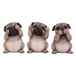 Nemesis now - les trois carlins sages - figurines de chiens de dcoration 8. 5cm