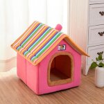 Nid pliable lits maison pour chien chat animal couverture lavable rose Nid pliable lits maison pour chien chat animal couverture lavable rose