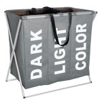 Panier � linge - 3 compartiments - polyester - 130 l - gris wenko