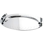 Plateau en acier inoxydable alessi - oval 18 / 10 avec poignes pa, noir