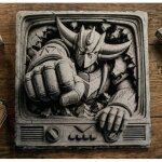 Plateau ardoise grav� goldorak robot tv vintage effet 3d - 25x25 cm - collection d�co pop culture
