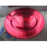 Plateau / assiette de prsentation atmosphera - rond, rouge mtallis - clout 33 cm
