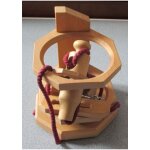 Porte bouteille en bois avec casse - tte puzzle version tire - bouchon - bois clair et cordon rouge ...