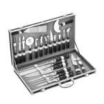 Pradel excellence valise cuisinier 22 pieces 14 ustensiles + 7 couteaux noir et gris
