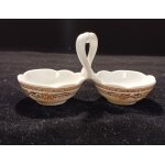 Prsentoir de table sel, poivres, en porcelaine de limoges bernardaud, dcor or exclusif .
