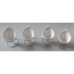 Quatre cornets de présentation pour aliments en céramique blanche sur support métal a base stable - parfaits ... Quatre cornets de présentation pour aliments en céramique blanche sur support métal a base stable - parfaits ...