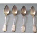 Quatre cuilleres a soupe - mod�le au filet - poin�ons 84 et m�tal blanc - taille 20. 5cm - couverts d'argenter ...