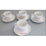 Quatre tasses a caf ou a th (diamtre 6cm) avec quatre petites assiettes / soucoupes (diamtre 10. ...