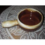 Ramequin a manche en c�ramique de couleur :nuanc� de marron et beige , dimensions : diam�tre 10, 5 cm ...