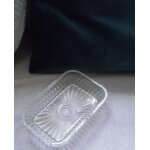 Ravier ancien en verre cisel duralex made in france longueur 14. 7cm largeur 9. 5 cm hauteur 3 cm