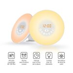 Rveil lumineux we 2w radio fm, lampe de chevet, simul de lever / coucher de soleil compatible google ...