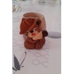 Rond de serviette en bois avec animaux en motif