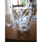 Seau a champagne en verre contour acier beige
