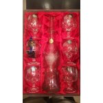 Srie de 6 verres en cristal avec bouteille a marc de gewurtz.