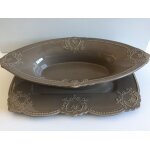 Service art de table table design viande ou l�gumier porcelaine marron givr�