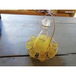 Service client a digestif ann�es 50 60 complet 8 verres et carafe et son support en m�tal 22 cm de haut ...