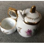 Service condiment sel poivre moutarde c�ramique porcelaine dorure design art nouveau