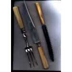 Service a dcouper plus couteau a pain / inox et manche corne vrtable plus coffret
