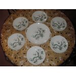 Service a dessert en porcelaine de limoge 12 pices , 1 plat a tarte avec anses de chaque ct , 11 assiettes ...