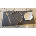 Service a foie gras 4 pices porcelaine, metal argent inox et ardoise - lebrun