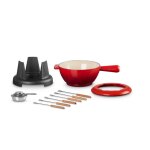 Service a fondue en fonte emaille le creuset