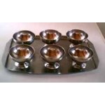Service a glaces en inox - plateau + 6 coupelles