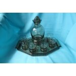 Service a liqueur art d�co + verre fum� complet 8 pi�ces