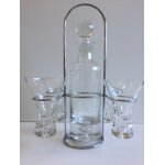 Service a liqueur digestif alcool portatif design verre & m�tal chrom� inox art