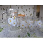 Service a orangeade avec 5 verres et son pichet motif floral en tr�s bon etat