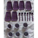 Service tasses a caf lbp magnet cramique / porcelaine violet 6 tasses 6 sous tasses 6 cuillres
