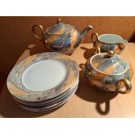 Service a th thire sucrier pot a lait assiettes a dessert en porcelaine