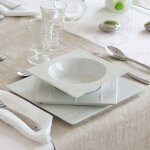 Service vaiselle en porcelaine blanc carr moderne