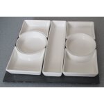 Service vintage compos d'un plateau ardoise (28x24. 5cm) avec 7 ramequins de cramique blanche (voir ...