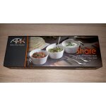 Set de 3 bols et cuill�res en c�ramique sur une base en ardoise