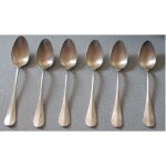 Six cuill�res a soupe - poin�ons 84 et m�tal blanc et 1 petit poin�on au dos sur 5 d'entre elles - taille ...