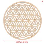 Sous - verre en bois a motif chakra, 1 pice, motif fleur de vie, symbole naturel, bord rond, pierre ...