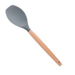 Spatule en silicone avec manche en bois, spatule antiarina, spatule rsistante a la chaleur, cuillre ...