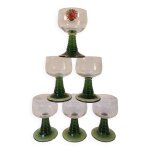 Srie de 6 verres roemer pied spirale vert