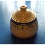 Sucrier bonbonni�re - fa�ence de longchamp france - frise verte - 12x10cm environ - mod�le vu nulle part ...